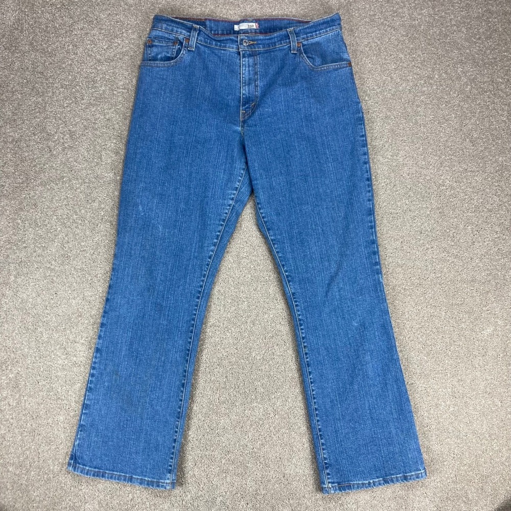 Levis 550 Vintage Relaxed Boot Cut Jeans Women Sz 14 Blue Stretch Western Denim